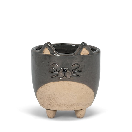 Cama 3 in. Cat on Legs Planter, Grey - Small CA2440260